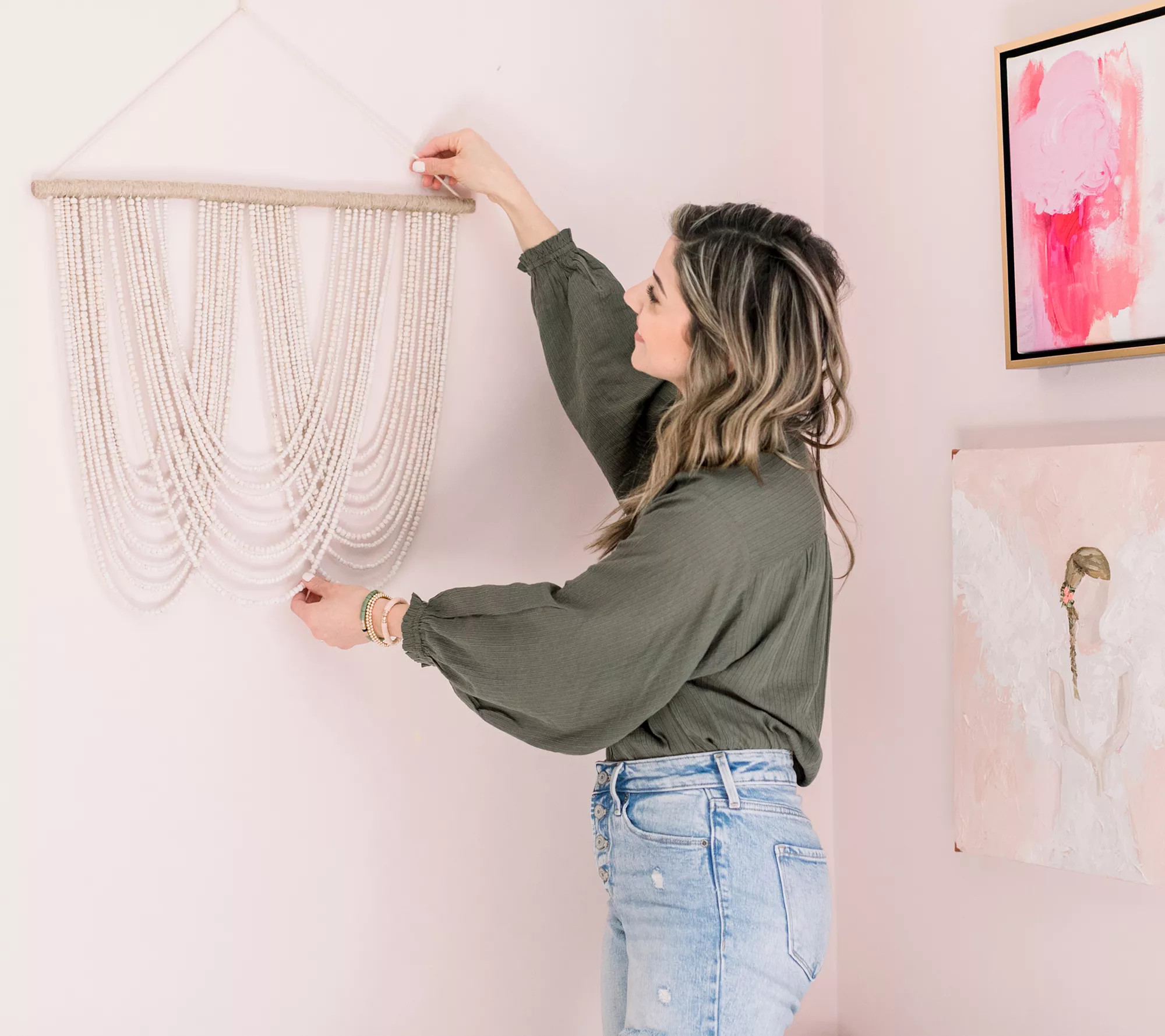 Wooden Bead Hanging Wall Art by Lauren McBride - QVC.com | QVC