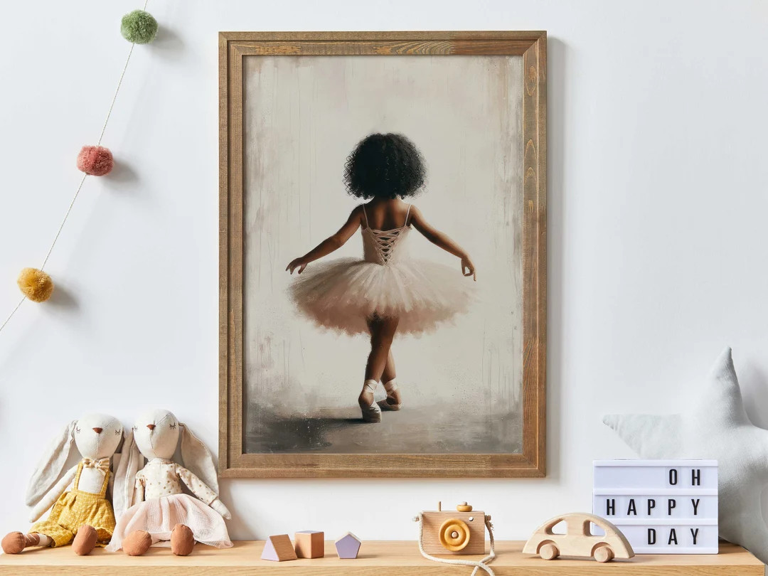 Ballet Nursery Art, Ballerina Nursery Decor Girl, Black Girl Art, Ballet Dancer Painting, African... | Etsy (US)
