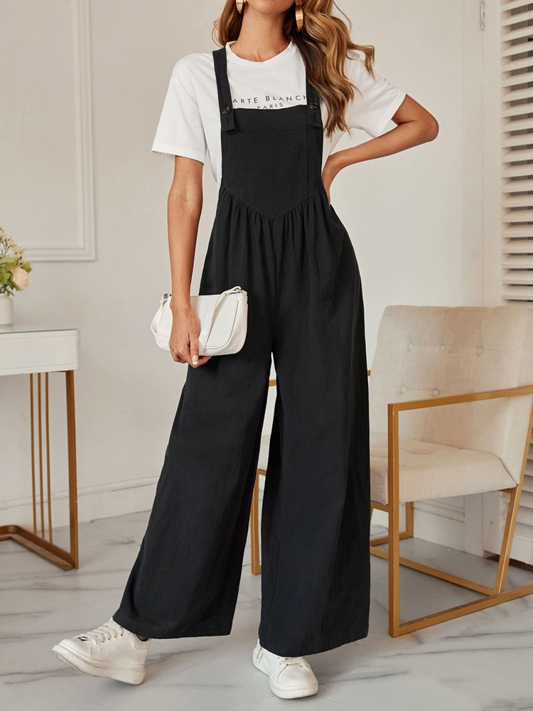 SHEIN Unity Solid Pocket Front Overall Jumpsuit Without Tee | SHEIN