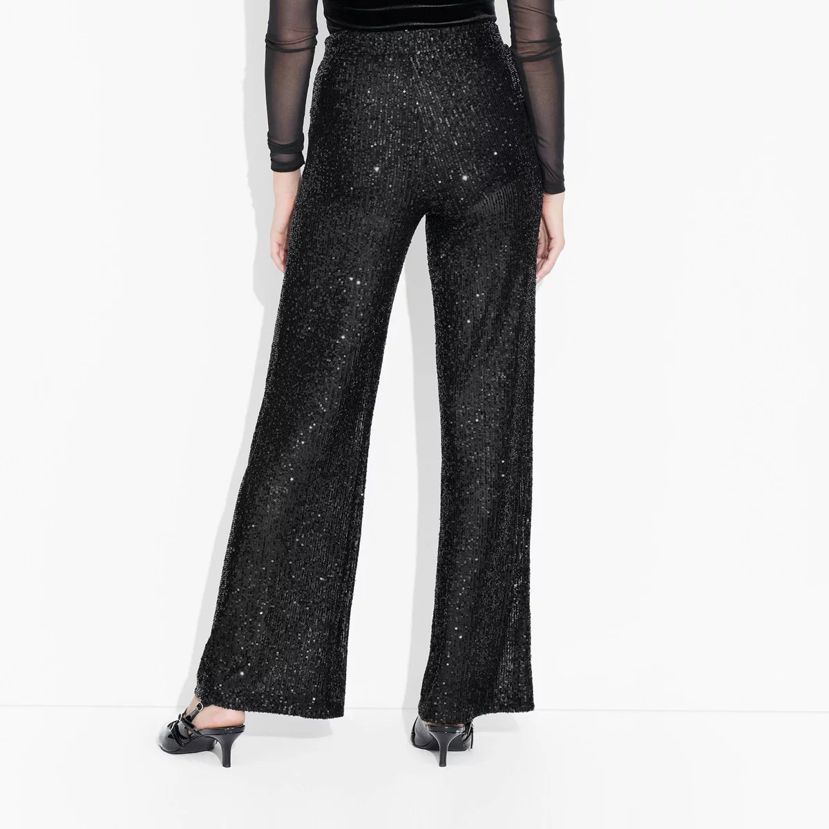 Women's Mid-Rise Wide Leg Sequin Pants - Wild Fable™ | Target