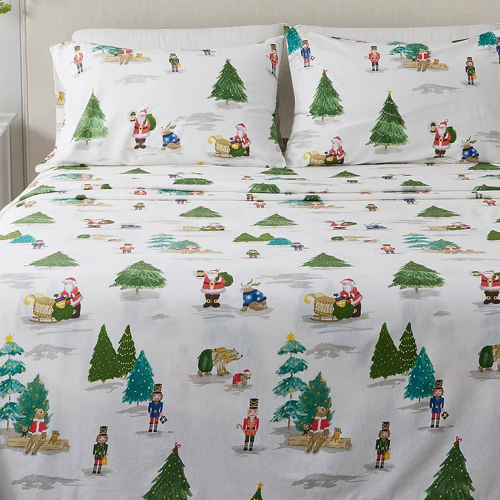 Great Bay Home 3 Piece 100% Turkish Cotton Twin Christmas Flannel Sheet Set | Kids Holiday Printe... | Amazon (US)