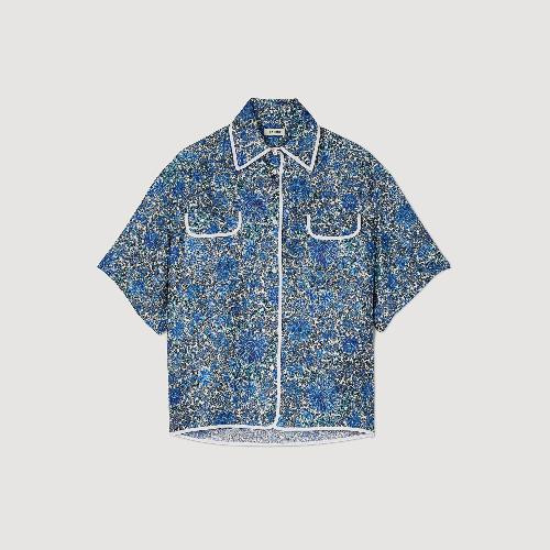 Oversize floral silk shirt | Sandro US | Sandro-Paris US