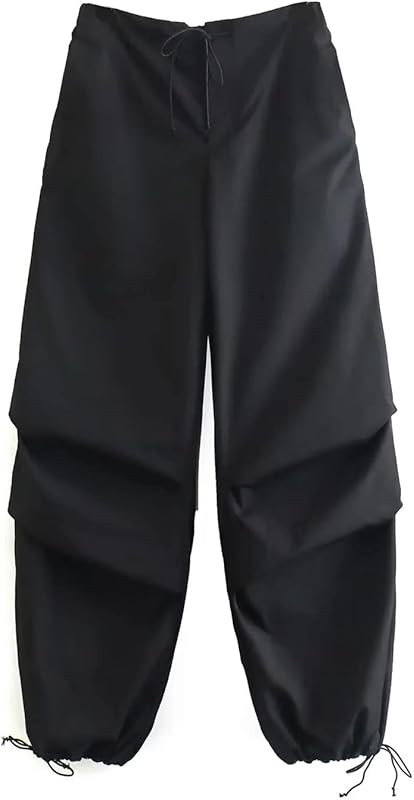 EOICIOI Womens Parachute Pants Baggy High Waisted Drawstring Khaki White Black Pink Cargo Elastic... | Amazon (US)