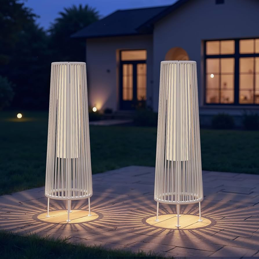 Grand patio Outdoor Floor Solar Light 2-Pack, Wicker Solar Patio Lamp Waterproof Outside Deck Lam... | Amazon (US)