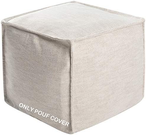 Unstuffed Pouf Cover, Storage Bean Bag Cubes, Ottoman Pouf Foot Rest Footstool, Solid Square Pouf, 1 | Amazon (US)