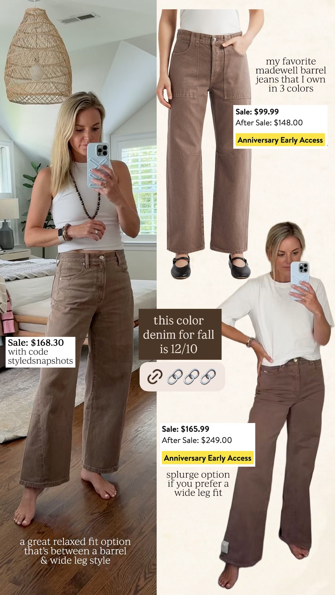 THE color denim for fall! A few options at different price points. All fit tts
•15% off Pistola with code STYLEDSNAPSHOTS
•my favorite Madewell barrel jeans included in the NSale 
•wide leg option included in the NSale  
•size small tops

#LTKSaleAlert