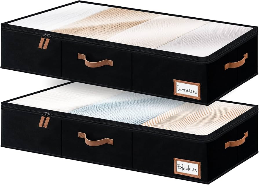 StorageWorks Underbed Storage Bins, Under Bed Storage Containers with Zippers, Closet Organizer f... | Amazon (US)