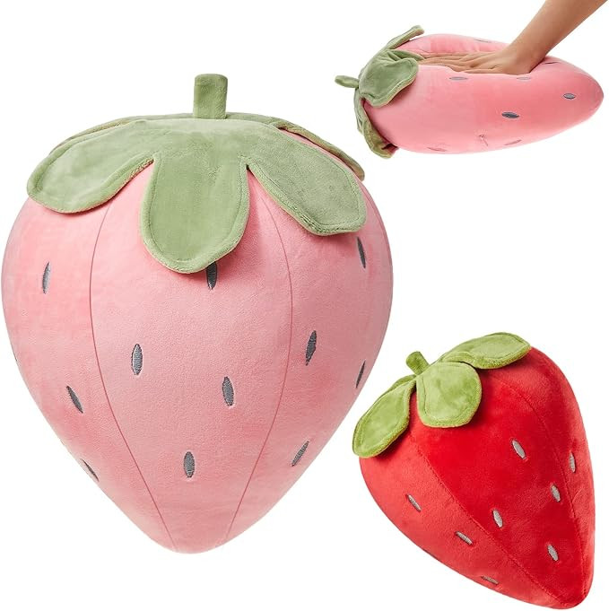 Juexica 2 Pcs Strawberry Pillow 15.7 Inch 9.8 Inch, Fruit Plush Pillow, Soft Kawaii Strawberry Be... | Amazon (US)