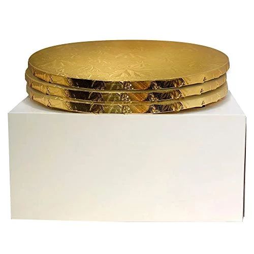 10" Combo Box Set - 10x10x5 1/2 White Cake Box with 10" Gold Round Drum 1/2", Pack of 3 - Walmart... | Walmart (US)