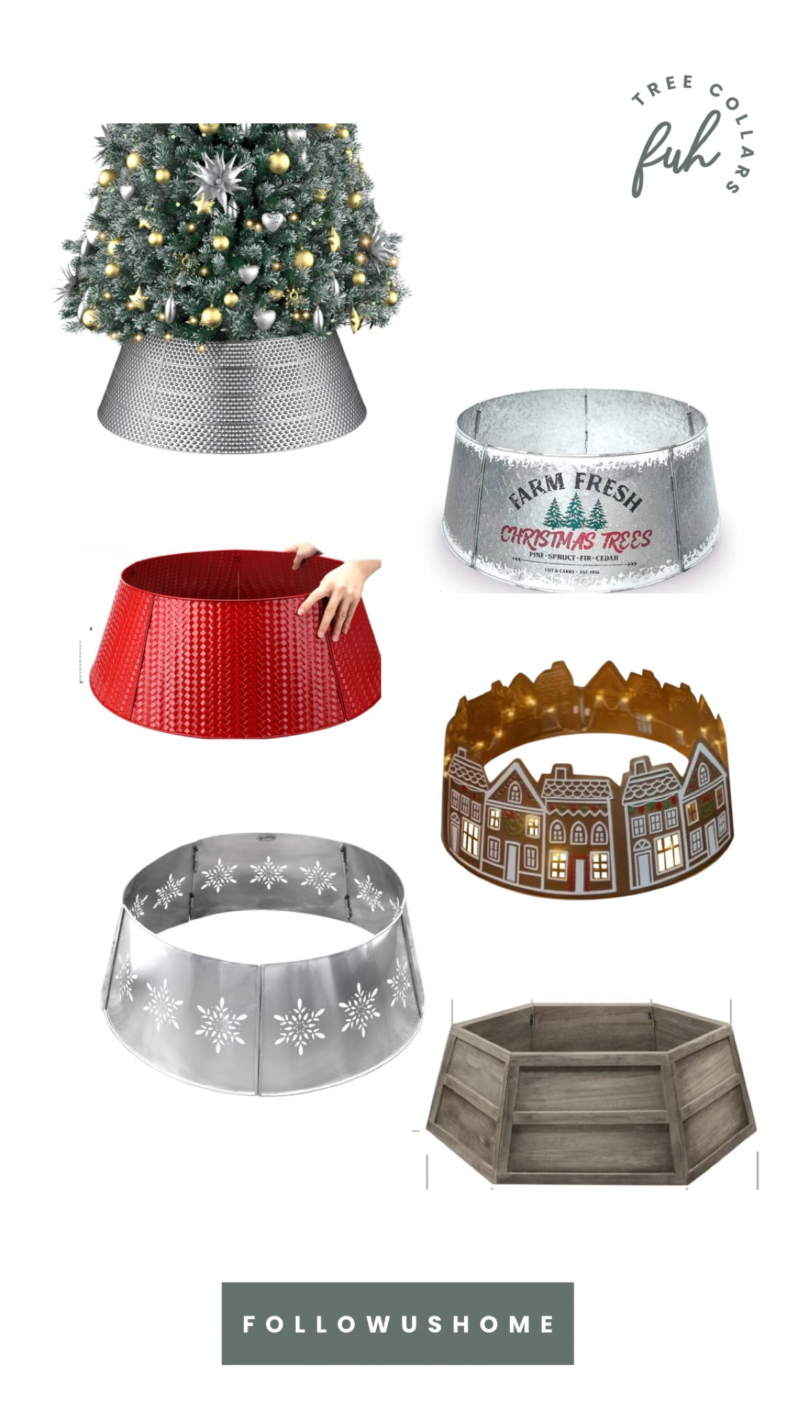 Tree collars for large Christmas trees, gingerbread theme, snow flakes, silver, red Christmas tree

#LTKSeasonal #LTKsalealert #LTKfindsunder100