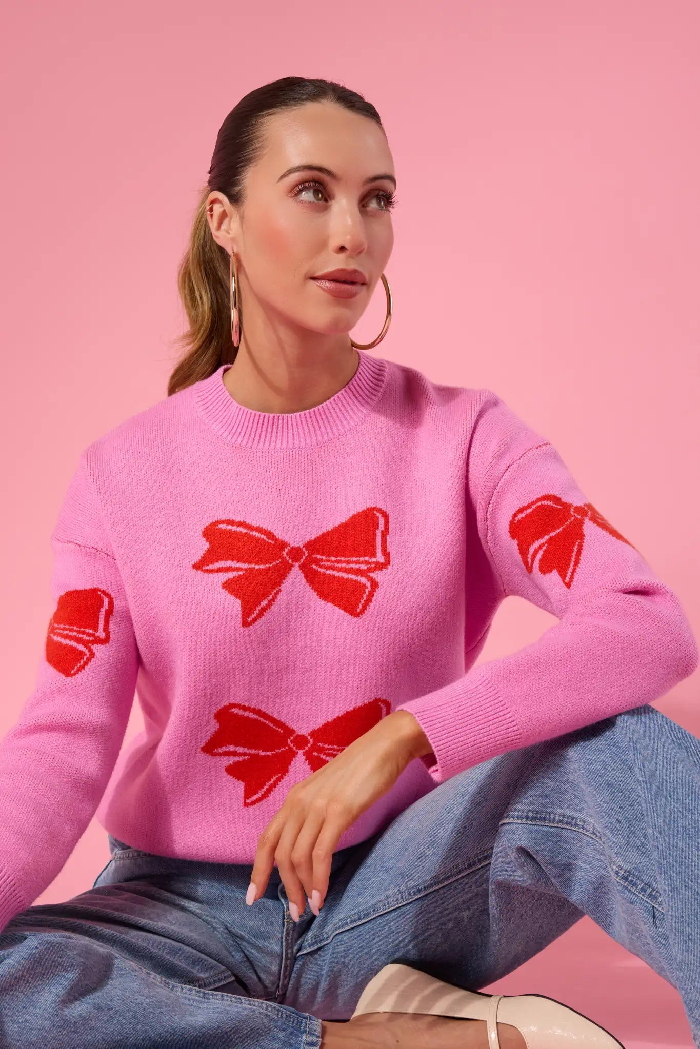Lola Pink Bow Knit Sweater | Avara