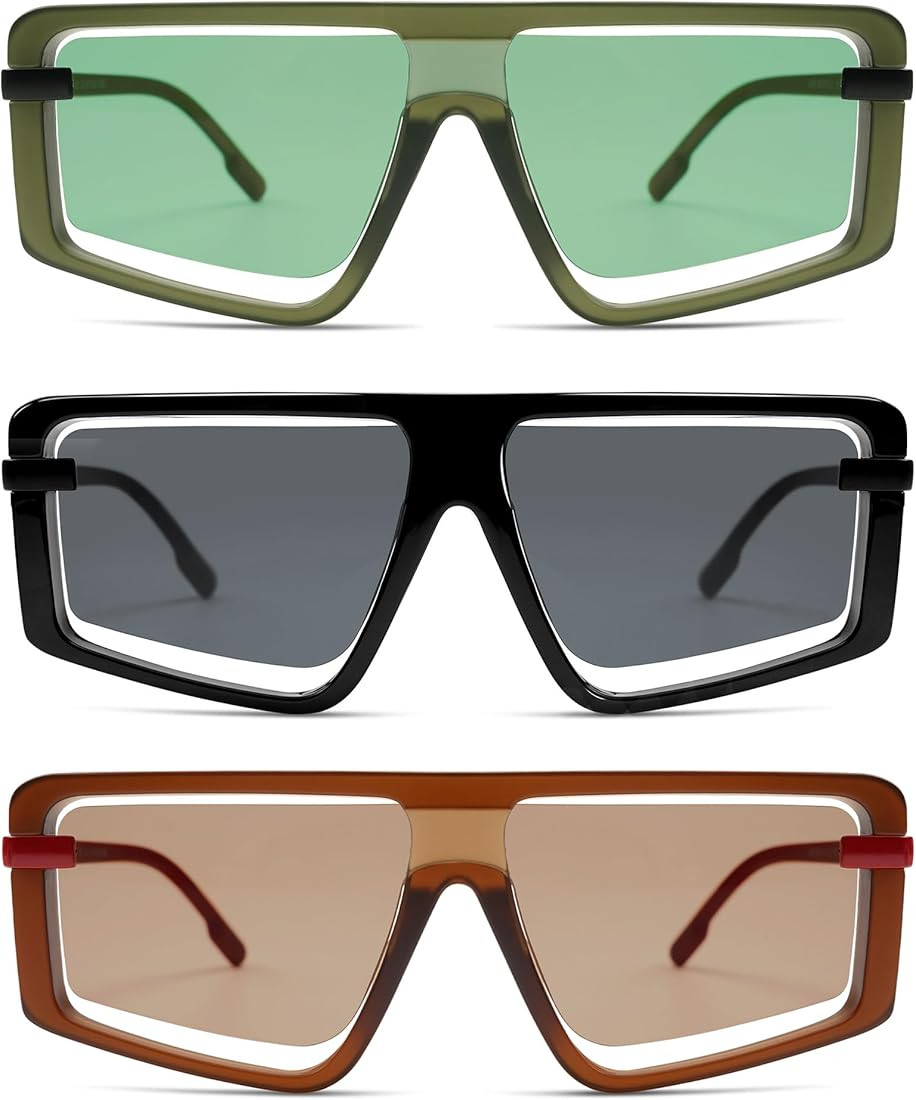 HERJOUR Retro Square Oversized Sunglasses for Women and Men Trendy Sun Glasses AR82157 | Amazon (US)