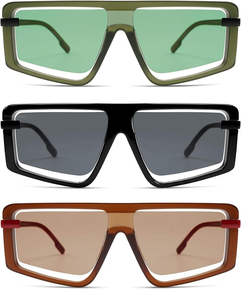 HERJOUR Retro Square Oversized Sunglasses for Women and Men Trendy Sun Glasses AR82157 | Amazon (US)