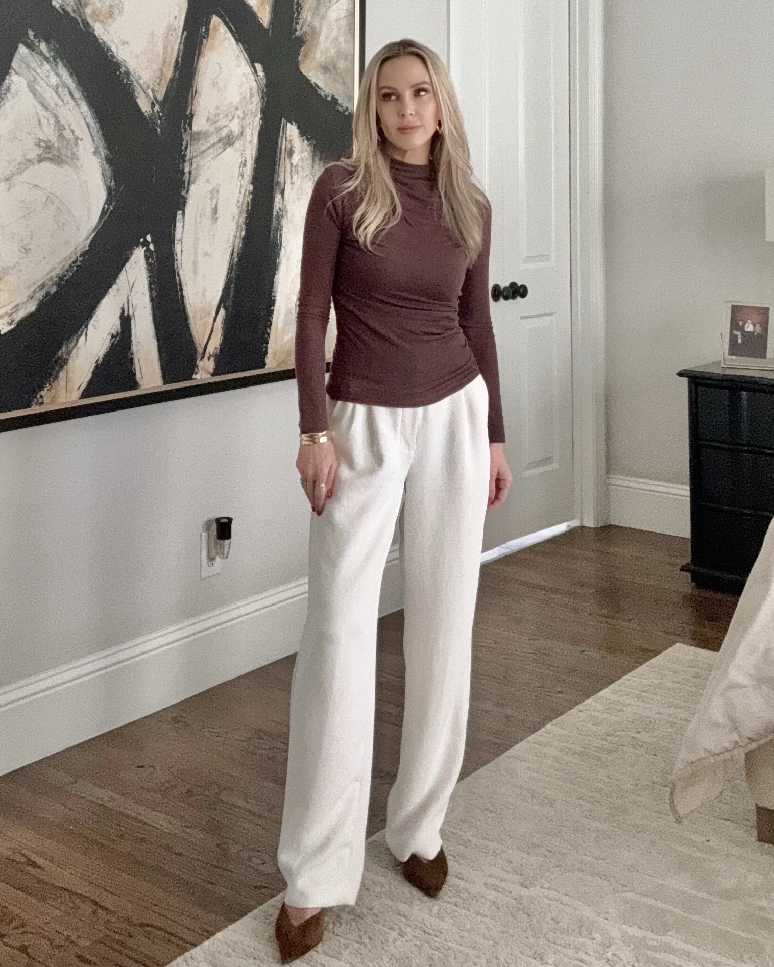 Today’s work outfit! I love that I can wear this top on the weekends too with a pair of jeans. FYI, it does require a cami underneath. I love my new 18 carat gold plated jewelry that’s well under $100 a piece. Wearing a XS in the top and a 2 Short in the pants (need a 0). More info on my latest blog post! 

#LTKFindsUnder100 #LTKWorkwear #LTKPetite