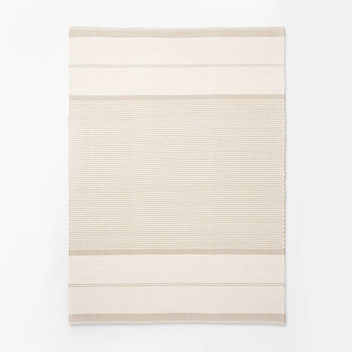 Marina Hand Woven Stripe Wool Cotton Area Rug Cream - Threshold™ designed with Studio McGee | Target