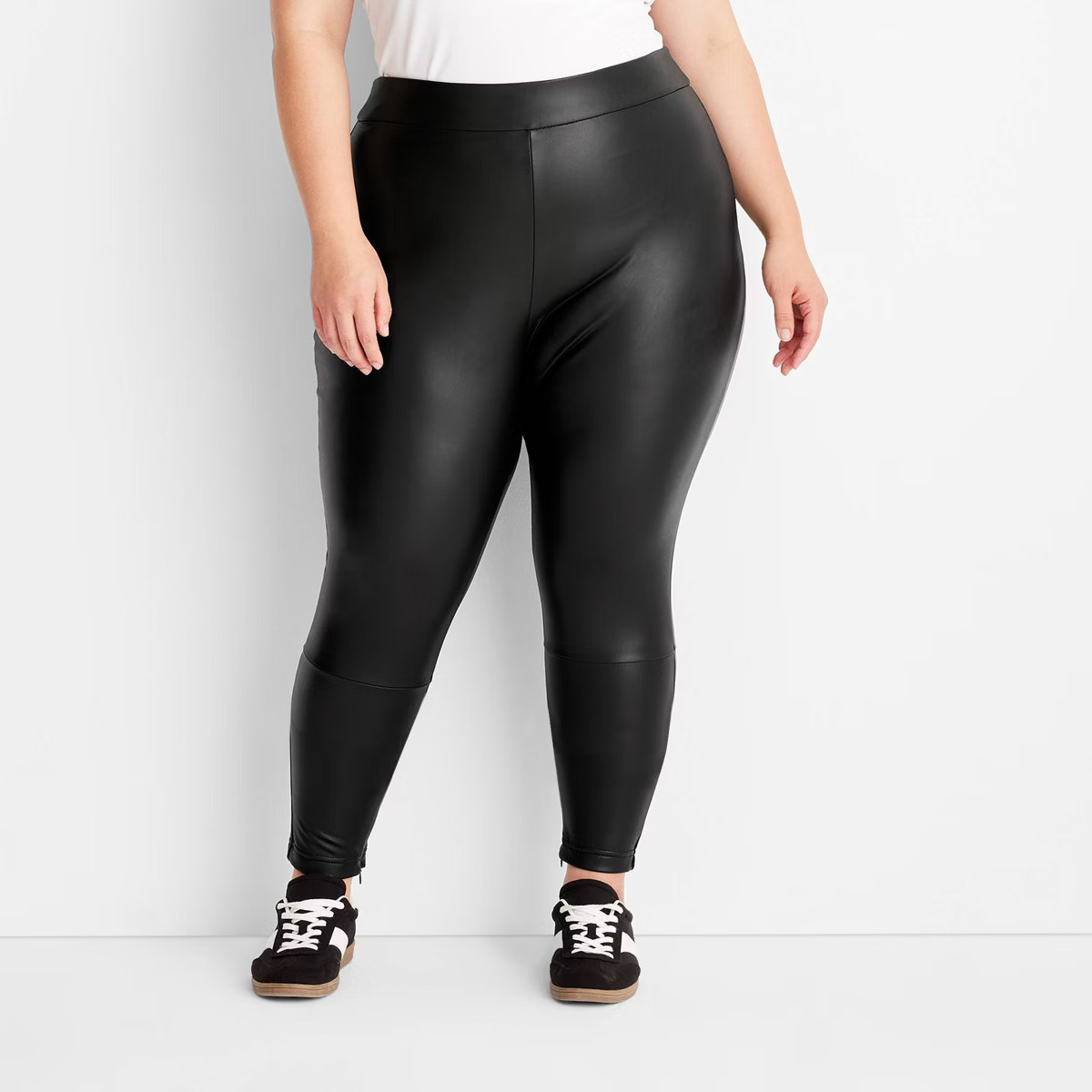Women's High-Waisted Slim Fit Faux Leather Leggings - A New Day™ Black XXL | Target