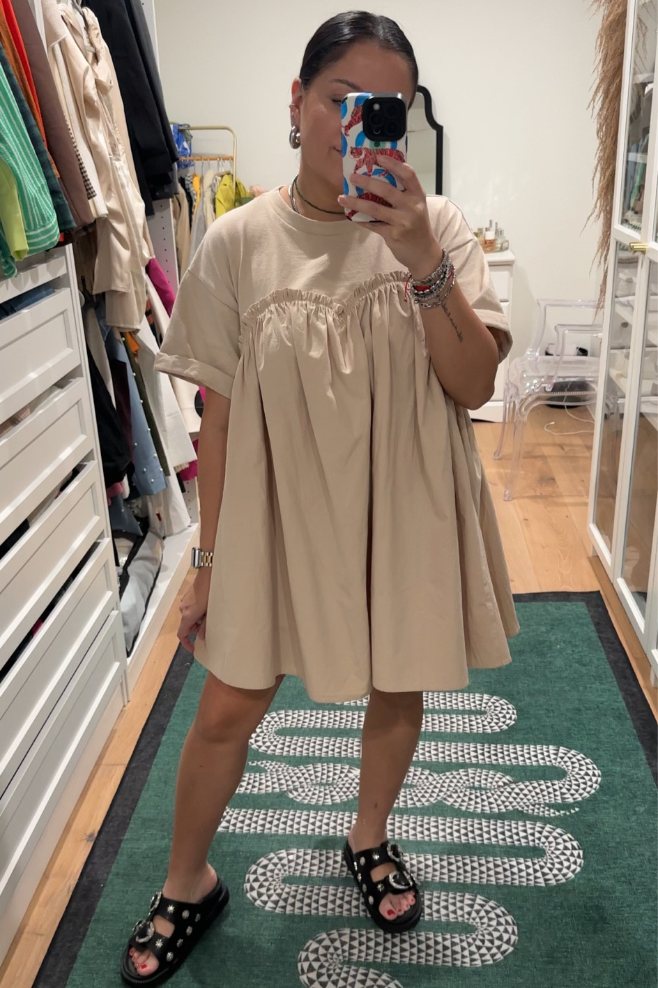 Wearing a small 