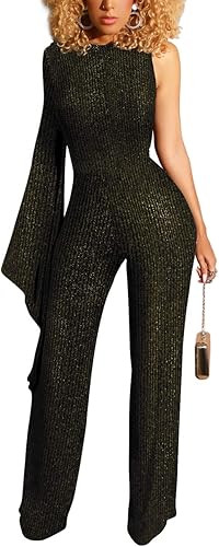 Yiershu Women's Sexy V Neck Jumpsuits Elegant Long Sleeve Button Down Straight Long Pants Busines... | Amazon (US)