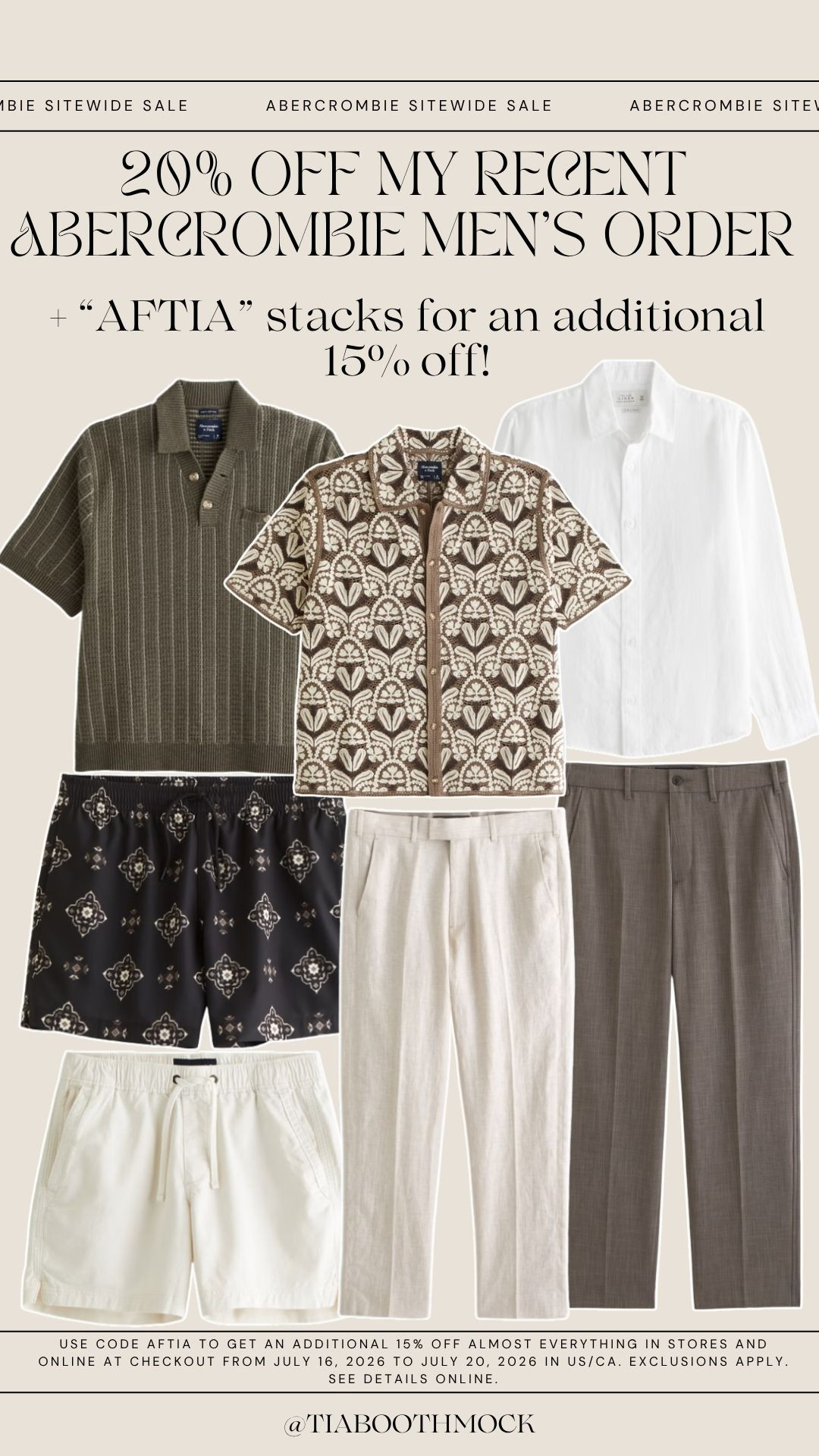 If you're looking to upgrade your wardrobe, now's the time. 👏 These are some of my favorite Abercrombie men's picks, and they're all on sale. Don't forget code AFTIA for an extra 15% off!

#LTKootd #LTKSaleAlert #LTKMens