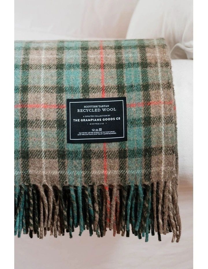 Heritage Collection Recycled Wool Scottish Tartan Blanket in Hunter | Myer