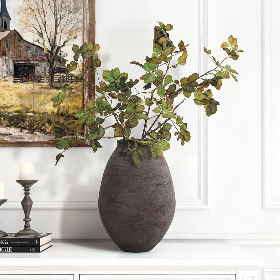 LuxenHome 13" Cement Large Floor Vase, Antique Brown Rustic Vases, Decorative Terracotta Vases Ho... | Amazon (US)