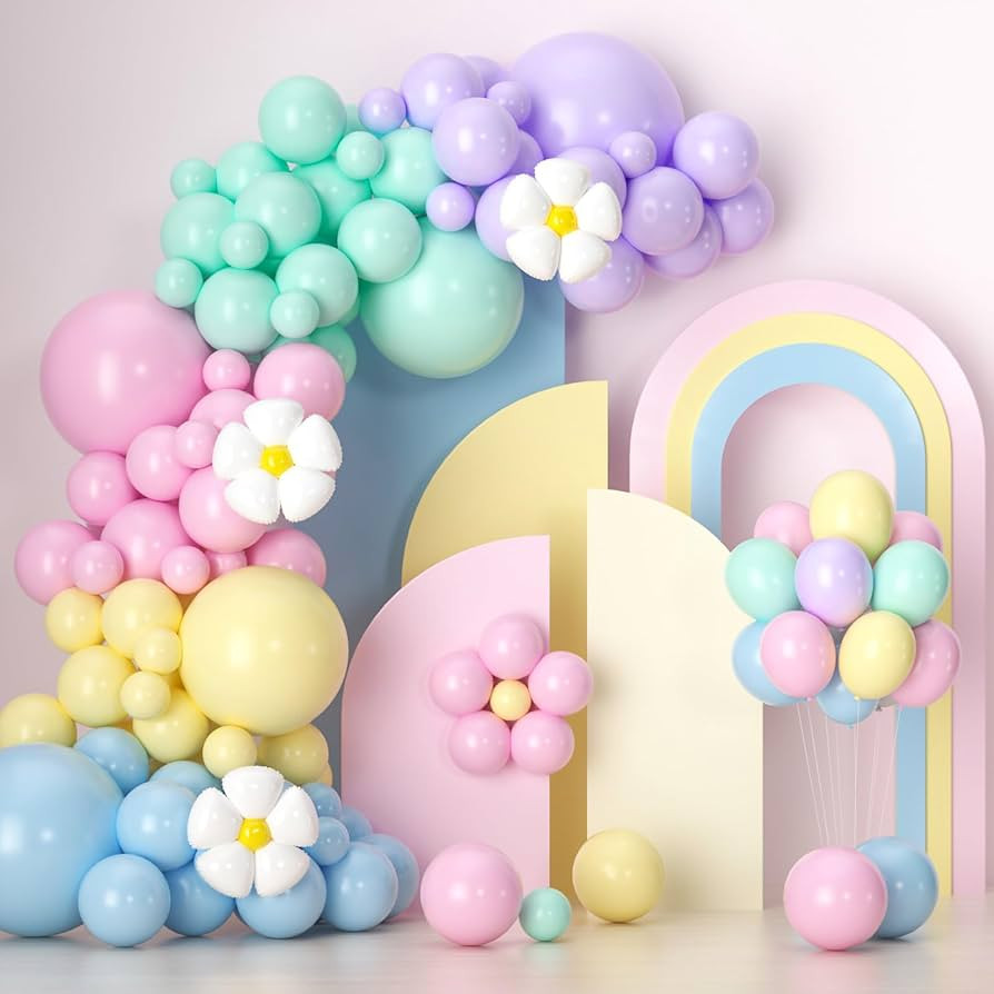 136pcs Pastel Balloons Garland Arch Kit, Pastel Balloons Macaron Balloons Daisy Balloons for Baby... | Amazon (US)