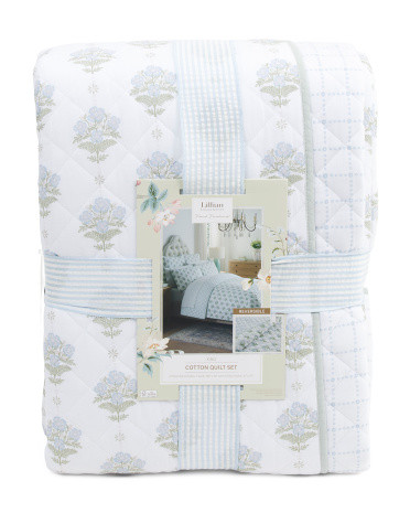 Cotton Reversible Block Print Quilt Set | TJ Maxx
