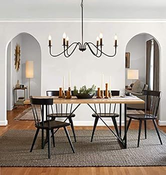 6-Light Modern Industrial Iron Chandeliers,Large Dia 34.65" inches Black Farmhouse Chandelier,Cla... | Amazon (US)