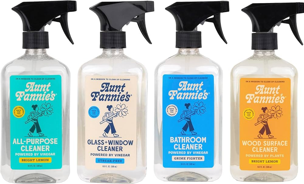 Aunt Fannie's Cleaning Spray Variety Pack, Lemon All Purpose Vinegar, Glass & Window, Bathroom, a... | Amazon (US)