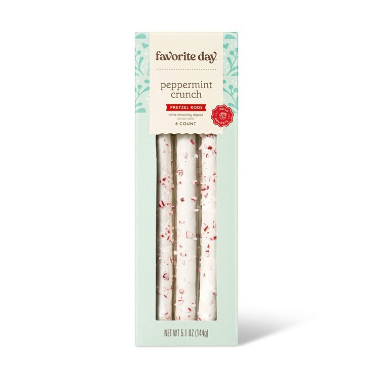 Peppermint Pretzel Rods Dipped in White Fudge - 5.1oz/6ct - Favorite Day&#8482; | Target
