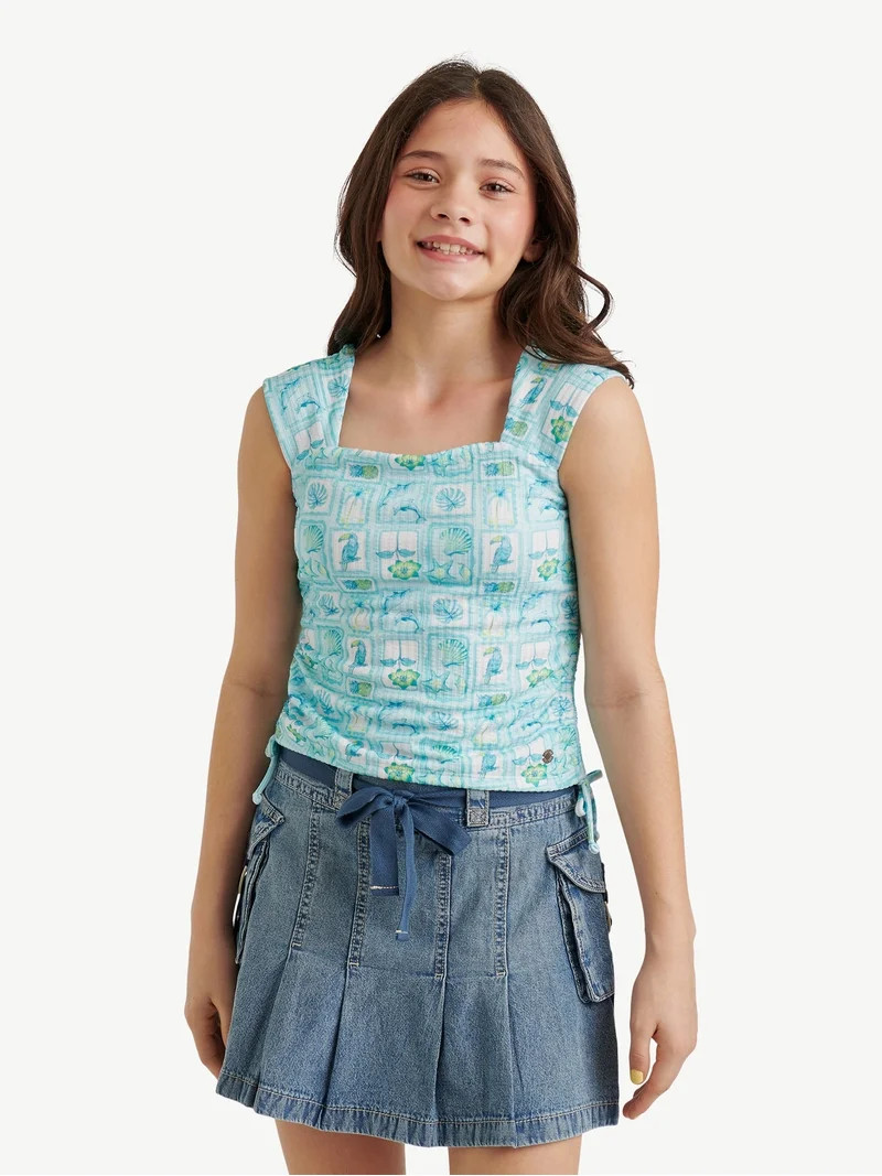 Justice Girls Cap Sleeve Cinch Tee, Sizes XS - XL | Walmart (US)