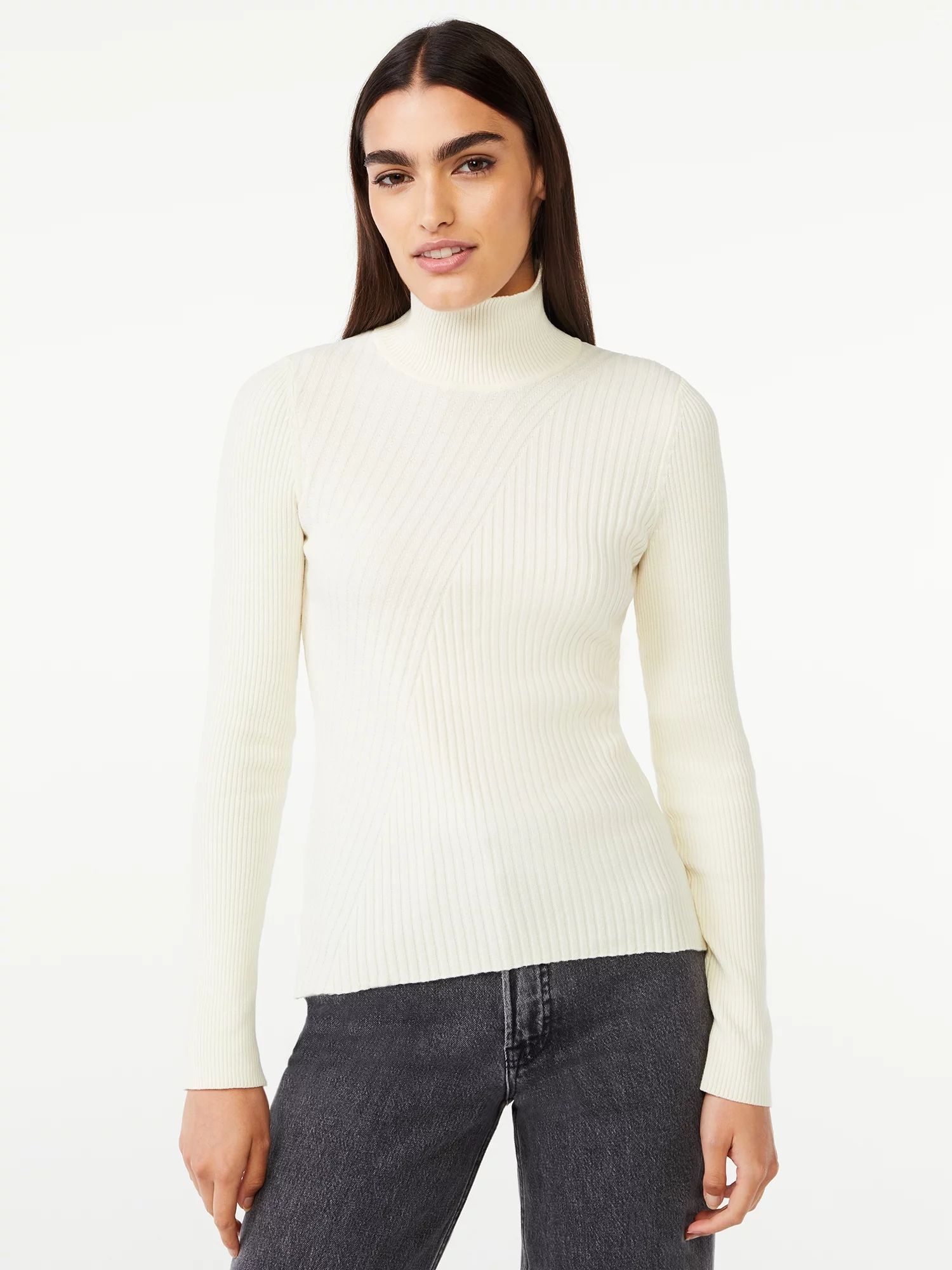 Free Assembly Women’s Diagonal Stitch Turtleneck Sweater | Walmart (US)
