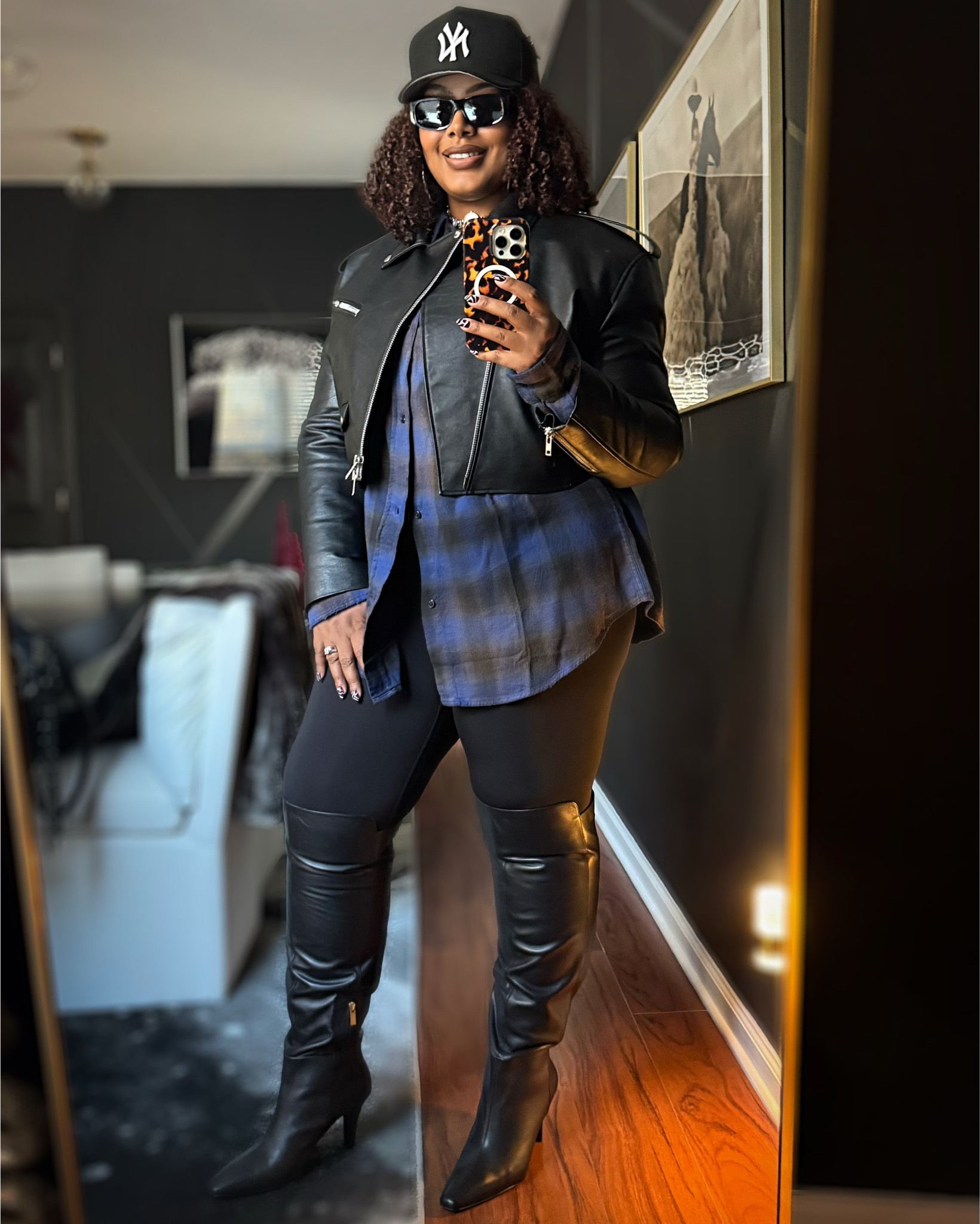 Plaid button-up styled with fleece-lined leggings, over-the-knee boots, a moto jacket, and a baseball cap for an edgy off-duty look. Perfect for a kickback, everyday wear, casual outings, and street-style moments. Linking the exact pieces for easy shopping.
Jacket: The Frankie Shop

#LTKStyle #LTKFinds #ShopToKnowIt #StyledOnLTK #LTKStreetStyle #LTKEdgy #EdgyCasual #StreetStyleOutfit #PlaidOutfit #ButtonUpStyle #FleeceLinedLeggings #LeggingsLook #OverTheKneeBoots #MotoJacketStyle #BaseballCapStyle #LayeredStyle #OffDutyStyle #CoolGirlFits

#LTKFindsUnder50 #LTKOver40 #LTKSeasonal
