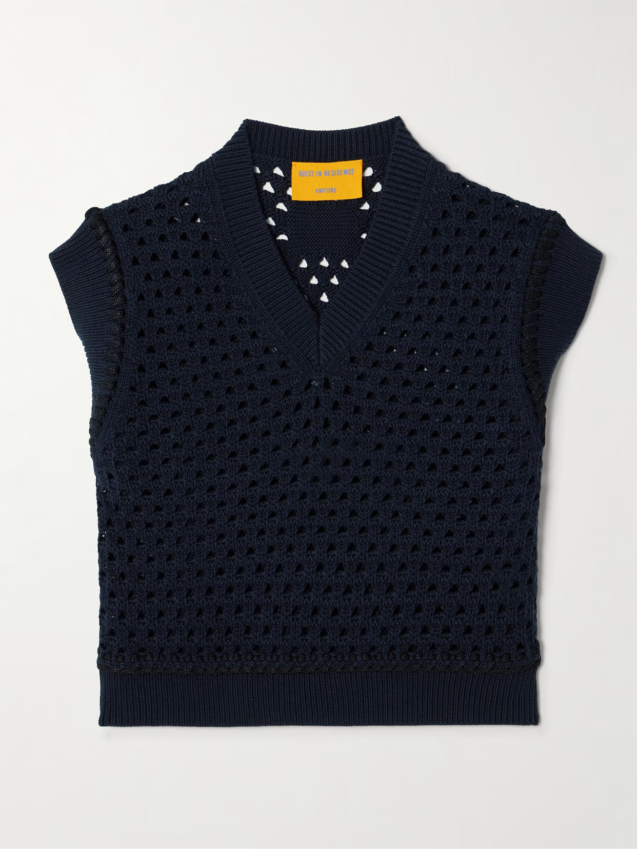 Guest In Residence - Cropped Open-knit Cotton Vest - Navy | NET-A-PORTER (UK & EU)