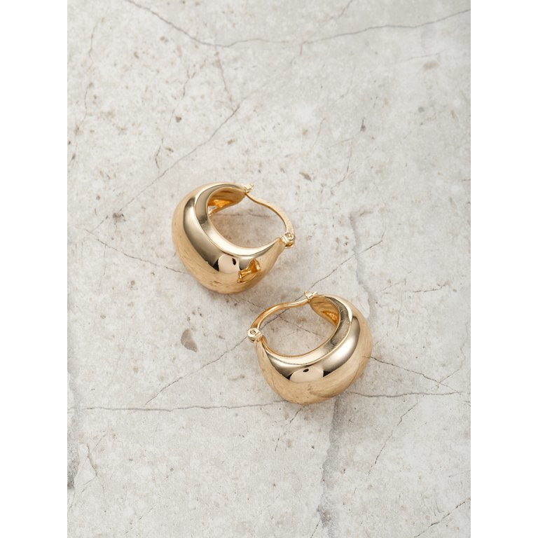 Time and Tru Goldtone Chunky Snap Hoop Earring, 1 Pair - Walmart.com | Walmart (US)