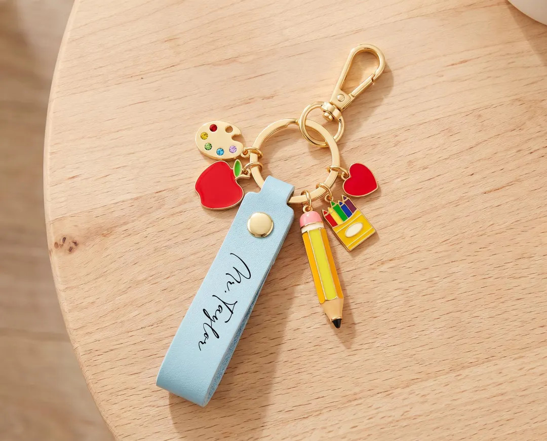 Teacher Appreciation Gift, Personalized Teacher Keychain, Custom Name Leather Keychain, Back to S... | Etsy (US)