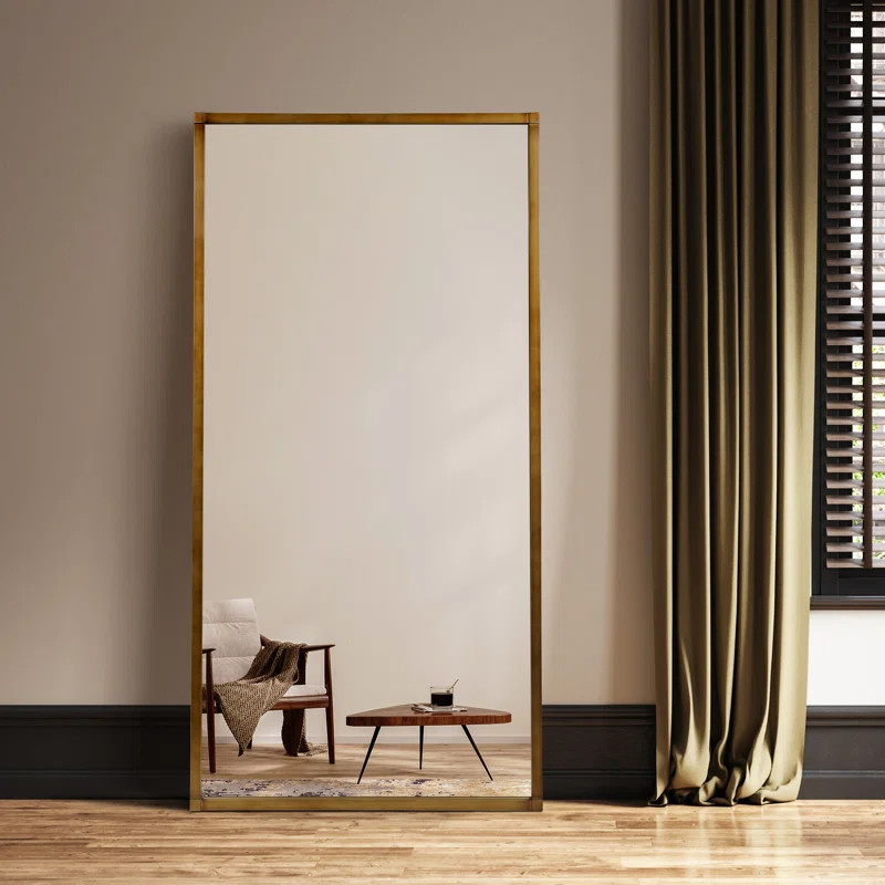 Brushed Gold Metal Framed Rectangular Wall Mirror, 80"x40" | Wayfair North America
