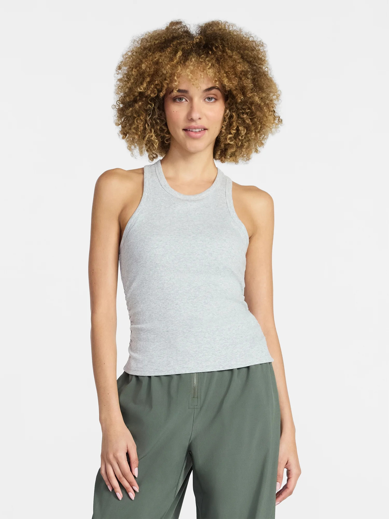 Avia Women's and Women's Plus Cotton Ruched Rib Tank Top, Sizes XS-4X | Walmart (US)