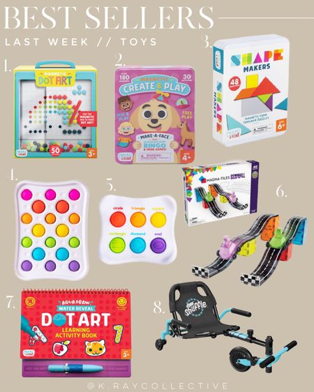 Here’s our best selling toys from last week from our l shared links.

Toddler gifts | kids gifts | best selling toys | magnetic tiles | baby gifts | Christmas gifts for kids | travel activities for kids

#kidsgifts #bestsellingtoys #bestsellers #kidsgifts #toddlergifts #toddlertoys


#LTKfindsunder50 #LTKkids #LTKGiftGuide