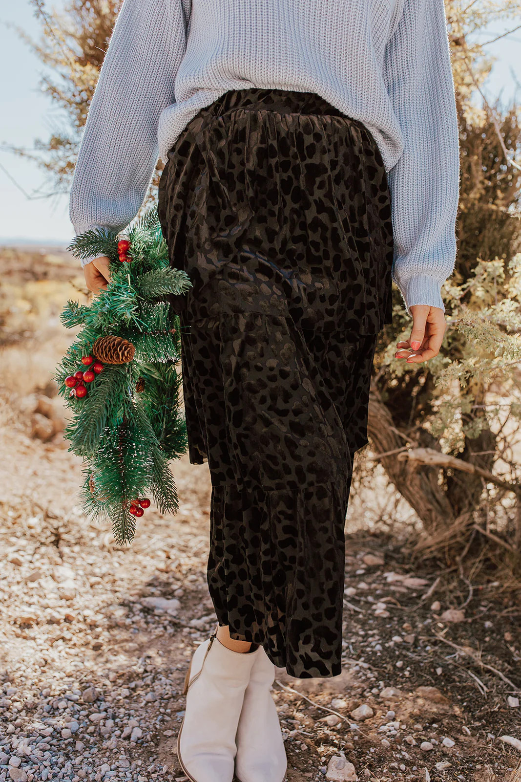 THE TENLY TIERED SKIRT IN BLACK ANIMAL PRINT | Pink Desert