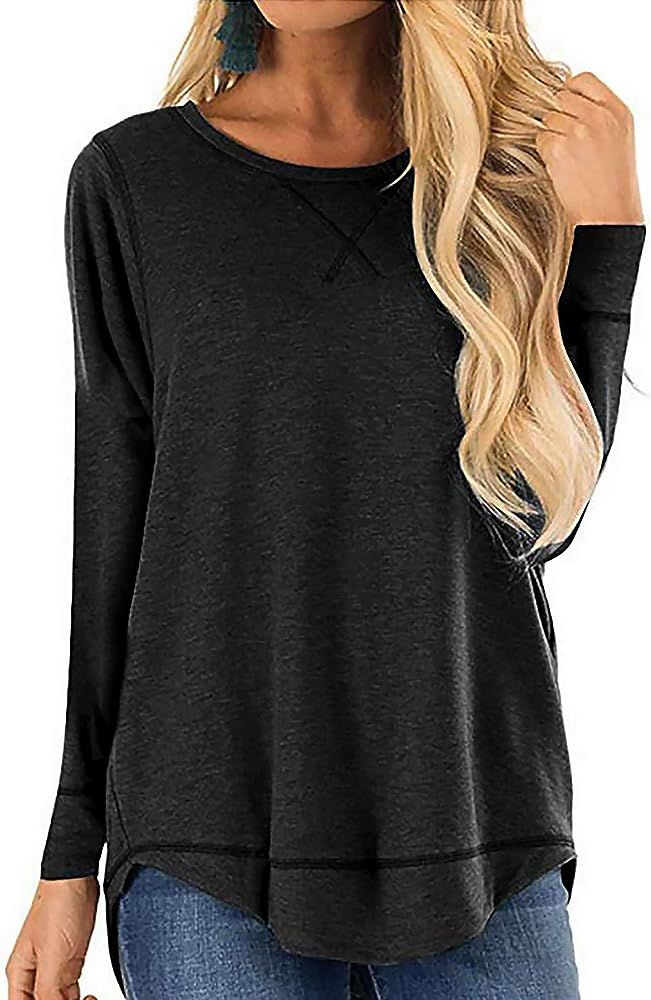 Women's Loose Fit T Shirts Cotton Casual Crew Neck Short Sleeve Tops (L, Red1) | Amazon (US)