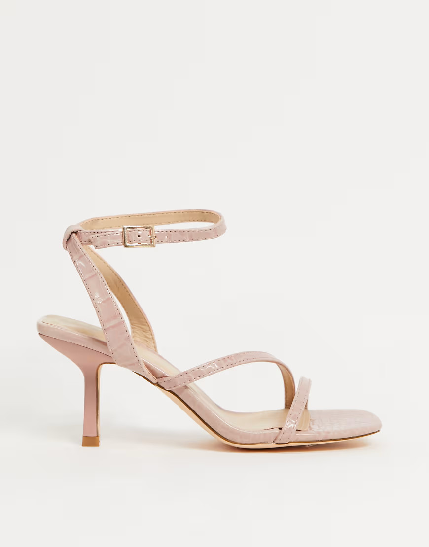 Truffle Collection strappy mid heeled sandals in pink | ASOS (Global)
