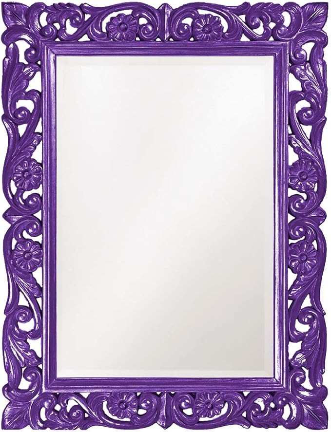Howard Elliott Chateau Rectangular Hanging Wall Mirror, Scroll Work Frame, Royal Purple, 31.5 x 4... | Amazon (US)