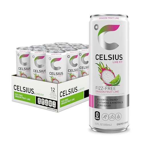 CELSIUS Fizz Free Dragon Fruit Lime, Sugar Free Energy Drink, 12 Fl Oz (Pack of 12) | Amazon (US)