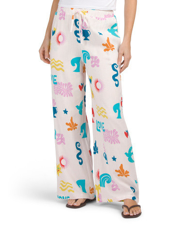 Linen Blend Floral Pants for Women | Rayon/Cotton | Marshalls