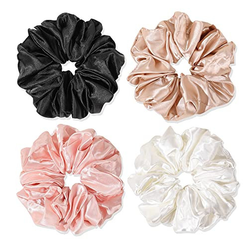Silk Satin Hair Scrunchies for Women Girls Big Large Jumbo Scrunchie for Sleep Cute Gaint Oversize Scrunchy for Thick Hair | Amazon (US)