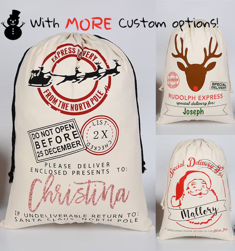 Custom Santa Sack Personalized Santa Sack Christmas Gift Bag - Etsy | Etsy (US)