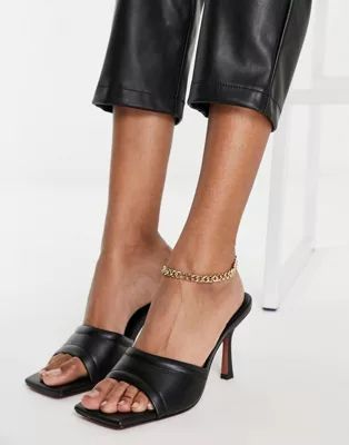 ASOS DESIGN Harvey mid heeled mule sandals in black | ASOS (Global)