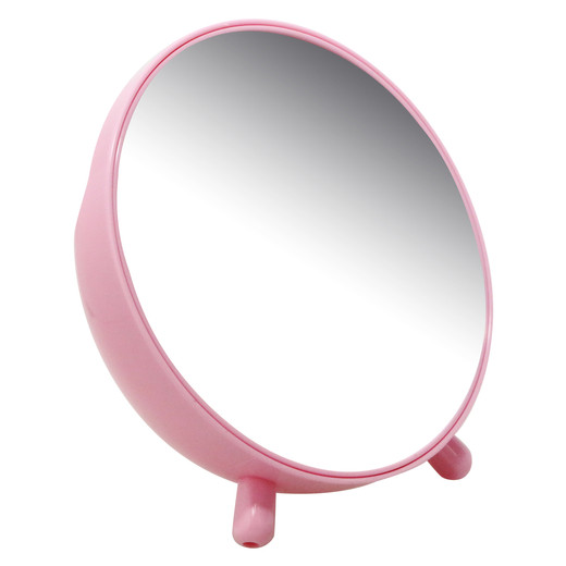 round pink vanity mirror w/ makeup brush storage 7in | Five Below
