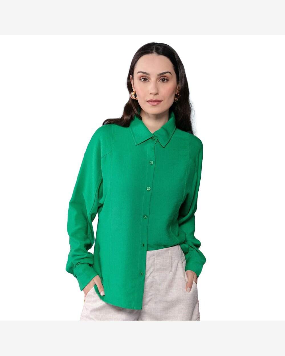 Camisa Feminina Biamar com Recortes Verde | Riachuelo (BR)